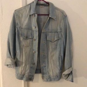 light blue denim trucker jacket